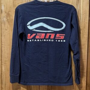 Vans Chromatic Long Sleeve (Navy) Mens Small Shirt‎ Blue Red